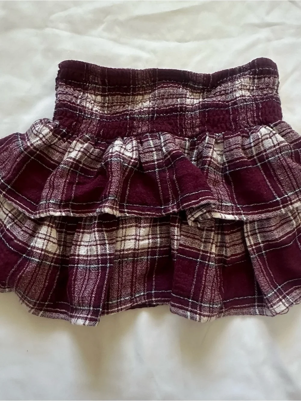 art class Burgundy Plaid Tiered Ruffle Skirt